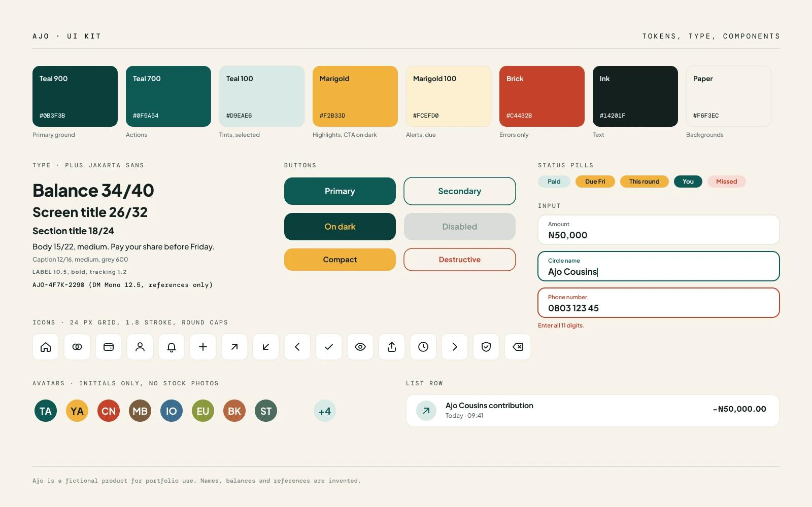 Ajo: Savings Circles: Ui kit