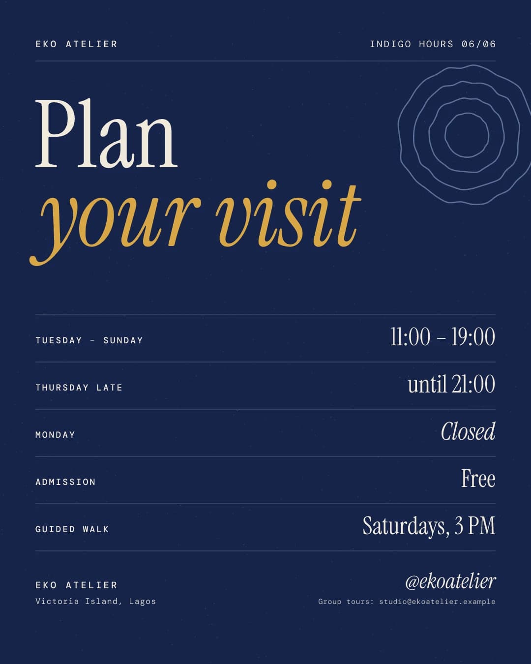 Eko Atelier: Indigo Hours: Plan your visit