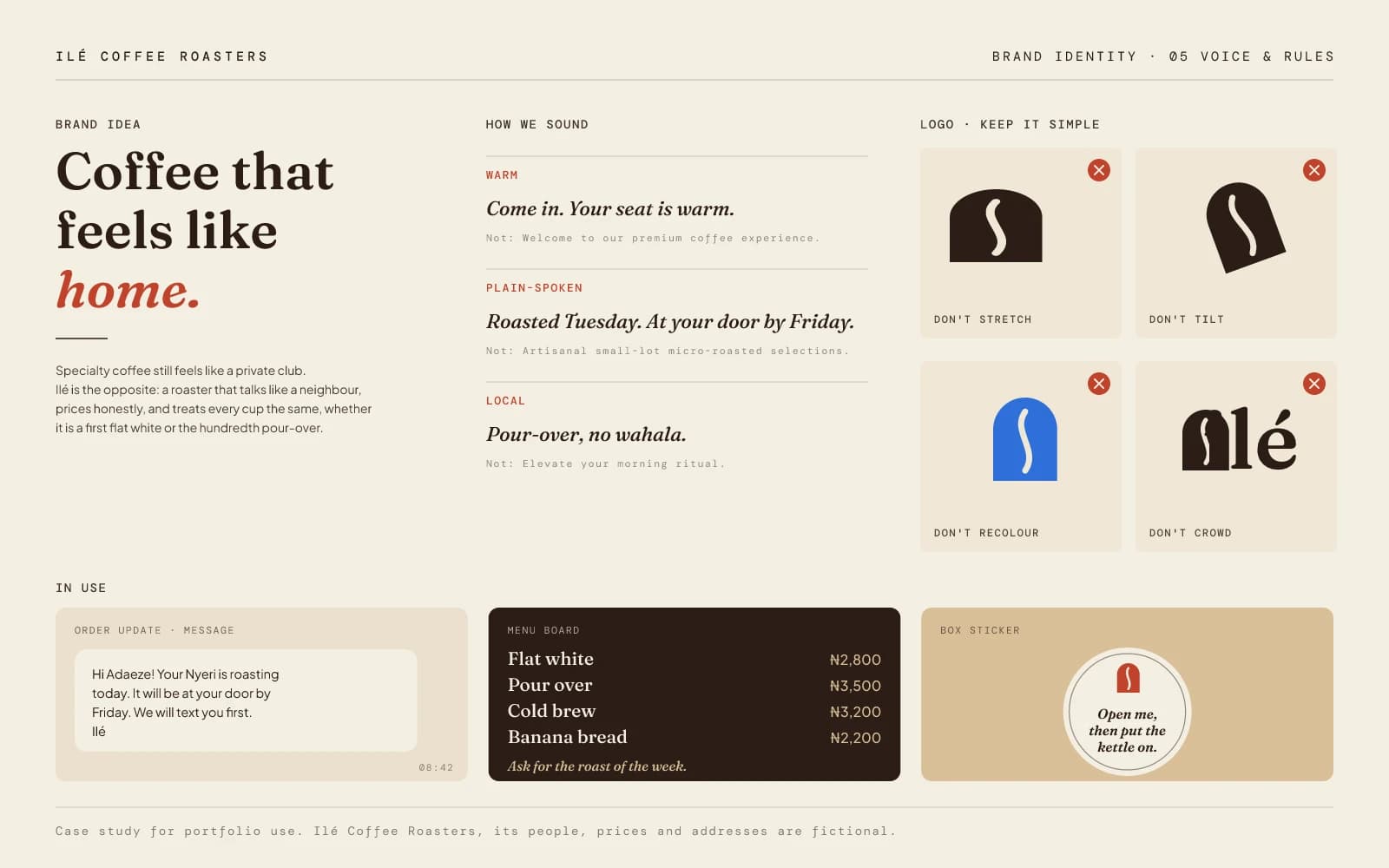Ilé Coffee Roasters: Voice rules